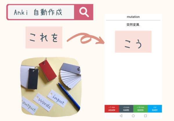 Ankiアプリで英単語－google翻訳で日本語を自動入力する